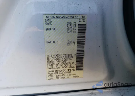 2016 Nissan Altima 2.5 from USA, damaged, VIN 1N4AL3AP4GN313970